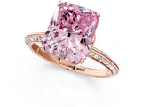 Rose gold Fancy Pink Radiant Cut Solitaire Split Shank Pave Diamond Engagement Ring with Four-Prong Setting_1