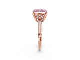 Rose gold Fancy Pink Radiant Cut Solitaire Split Shank Pave Diamond Engagement Ring with Four-Prong Setting_2