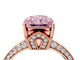 Rose gold Fancy Pink Radiant Cut Solitaire Split Shank Pave Diamond Engagement Ring with Four-Prong Setting_4