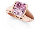 Rose gold Fancy Pink Radiant Cut Solitaire Tension Set Diamond Ring with Split Shank Band_1
