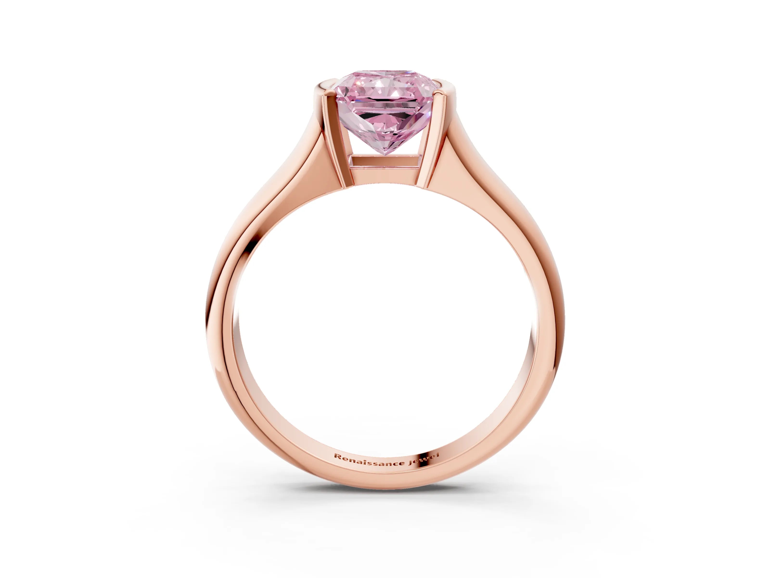 Rose gold Fancy Pink Radiant Cut Solitaire Tension Set Diamond Ring with Split Shank Band_3