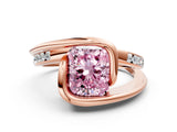 Rose gold Fancy Pink Radiant Cut Solitaire Tension-Set Diamond Split Shank Ring
