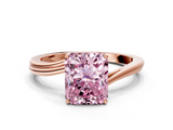 Rose gold Fancy Pink Radiant  Cut Solitaire Twist Band Ring with Four-Prong Setting_20