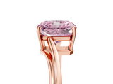 Rose gold Fancy Pink Radiant  Cut Solitaire Twist Band Ring with Four-Prong Setting_25