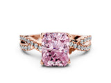 Rose gold Fancy Pink Radiant Cut Solitaire Twist Pave Diamond Engagement Ring with Prong Setting_24