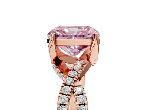 Rose gold Fancy Pink Radiant Cut Solitaire Twist Pave Diamond Engagement Ring with Prong Setting_5