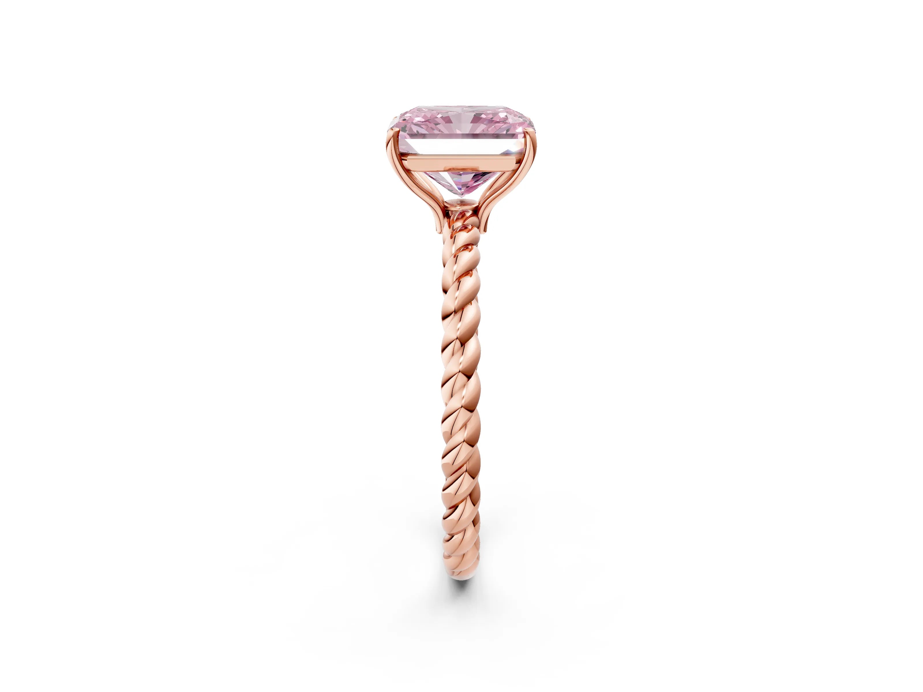 Rose gold Fancy Pink Radiant Cut Solitaire Twisted Band 4-Prong Ring_2