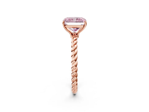 Rose gold Fancy Pink Radiant Cut Solitaire Twisted Band 4-Prong Ring_2