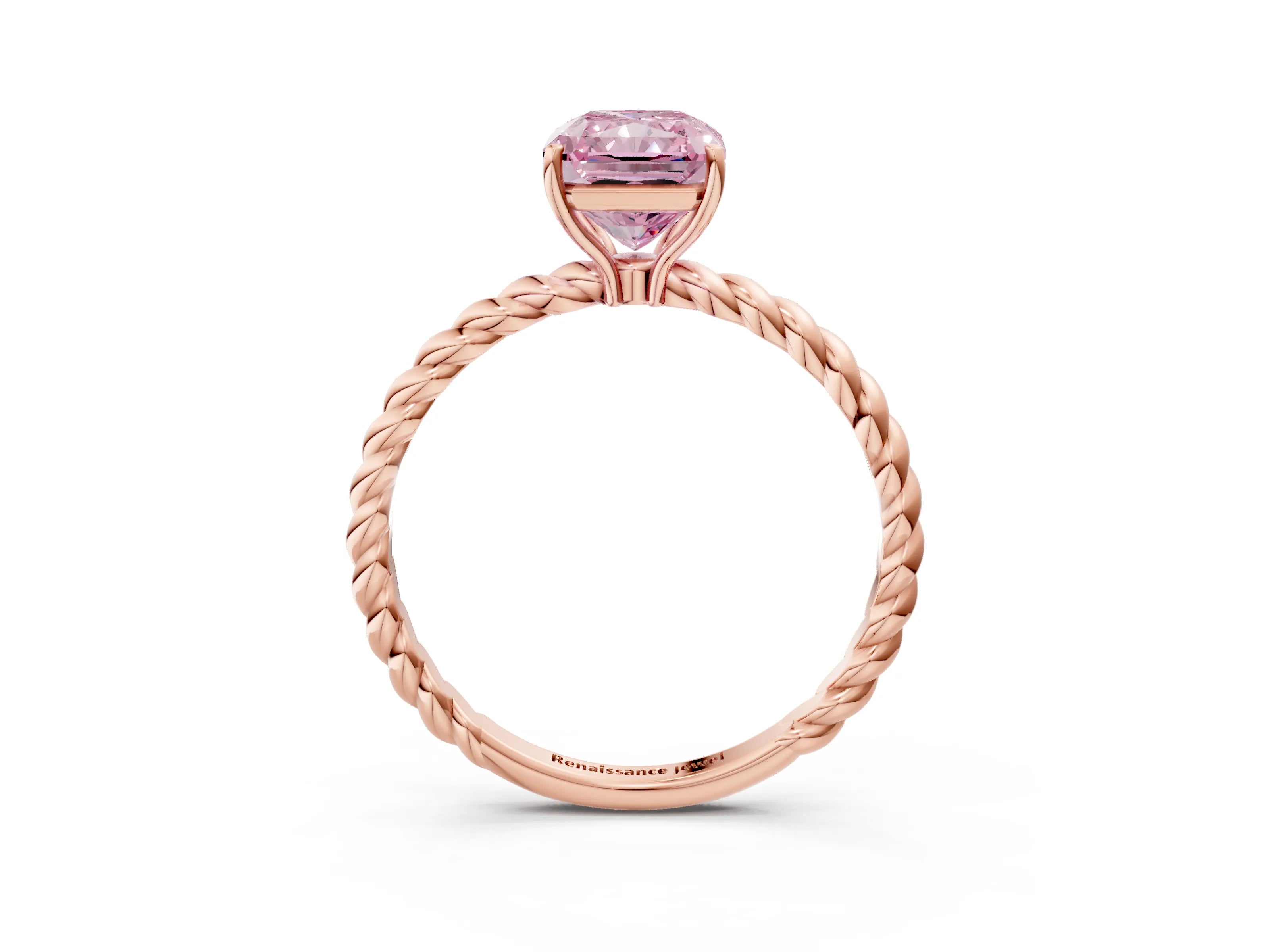 Rose gold Fancy Pink Radiant Cut Solitaire Twisted Band 4-Prong Ring_3