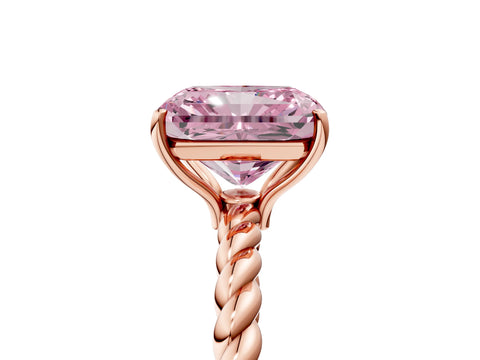 Rose gold Fancy Pink Radiant Cut Solitaire Twisted Band 4-Prong Ring_5