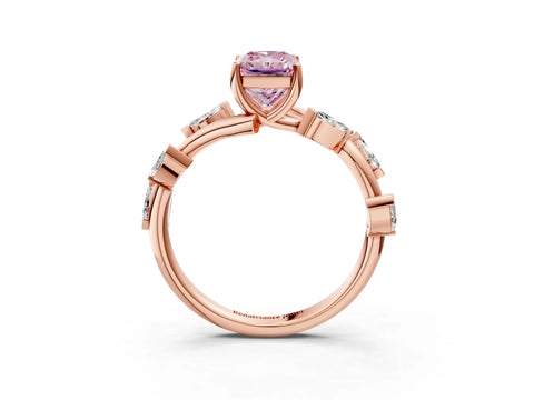 Rose gold Fancy Pink Radiant Cut Solitaire Twisted Band Marquise Accent Prong Setting Ring_3