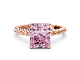 Rose gold Fancy Pink Radiant  Cut Solitaire Twisted Band with Four-Prong Setting_75