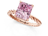 Rose gold Fancy Pink Radiant  Cut Solitaire Twisted Band with Four-Prong Setting_76