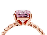 Rose gold Fancy Pink Radiant  Cut Solitaire Twisted Band with Four-Prong Setting_79