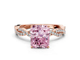 Rose gold Fancy Pink Radiant Cut Solitaire Twisted Pave Band with Four-Prong Setting_3