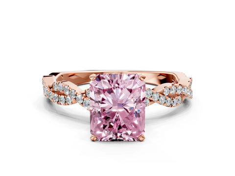 Rose gold Fancy Pink Radiant Cut Solitaire Twisted Pave Band with Four-Prong Setting_3