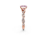 Rose gold Fancy Pink Radiant Cut Solitaire Twisted Pave Band with Four-Prong Setting_5