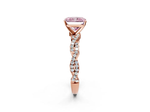 Rose gold Fancy Pink Radiant Cut Solitaire Twisted Pave Band with Four-Prong Setting_5