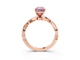 Rose gold Fancy Pink Radiant Cut Solitaire Twisted Pave Band with Four-Prong Setting_6