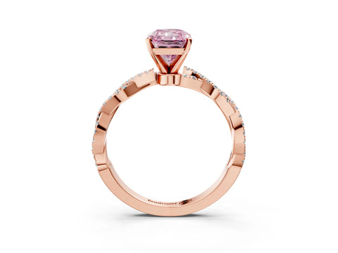 Rose gold Fancy Pink Radiant Cut Solitaire Twisted Pave Band with Four-Prong Setting_6