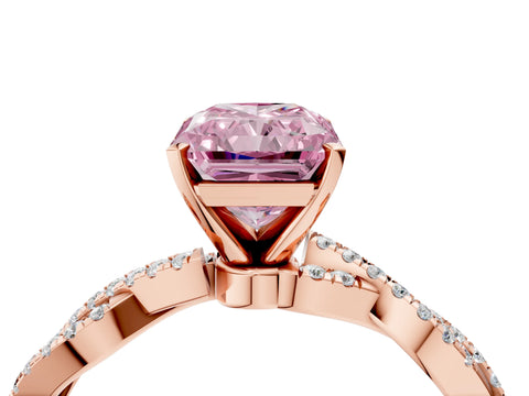 Rose gold Fancy Pink Radiant Cut Solitaire Twisted Pave Band with Four-Prong Setting_7