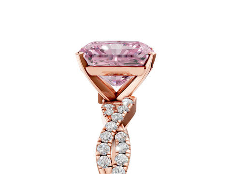 Rose gold Fancy Pink Radiant Cut Solitaire Twisted Pave Band with Four-Prong Setting_8