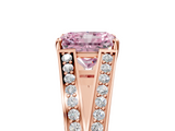 Rose gold Fancy Pink Radiant  Cut Split Shank Pave Diamond Ring with Four-Prong Setting_49