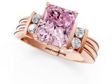 Rose gold Fancy Pink Radiant  Cut Three-Stone Channel Set Ring with Bar Prongs_29