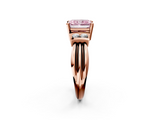 Rose gold Fancy Pink Radiant  Cut Three-Stone Channel Set Ring with Bar Prongs_30