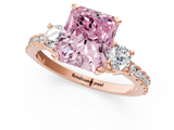 Rose gold Fancy Pink Radiant  Cut Three-Stone Diamond Pavé Band with Prong Setting_20