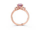 Rose gold Fancy Pink Radiant  Cut Three-Stone Diamond Pavé Band with Prong Setting_22