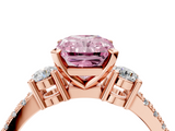 Rose gold Fancy Pink Radiant  Cut Three-Stone Diamond Pavé Band with Prong Setting_23