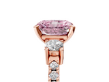 Rose gold Fancy Pink Radiant  Cut Three-Stone Diamond Pavé Band with Prong Setting_24