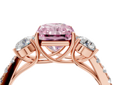 Rose gold Fancy Pink Radiant  Cut Three-Stone Diamond Pave Band with Prong Setting_41