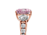 Rose gold Fancy Pink Radiant  Cut Three-Stone Diamond Pave Band with Prong Setting_42