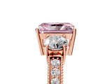 Rose gold Fancy Pink Radiant Cut Three-Stone Diamond Ring with Pavé Band and Four-Prong Setting_5