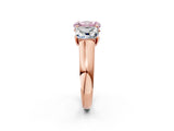 Rose gold Fancy Pink Radiant Cut Three-Stone Diamond Ring with Prong Setting on a Classic Band_14