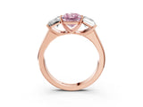 Rose gold Fancy Pink Radiant Cut Three-Stone Diamond Ring with Prong Setting on a Classic Band_15