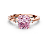 Rose gold Fancy Pink Radiant  Cut Three-Stone Solitaire Ring with Round Accent Diamonds and Four-Prong Setting_19