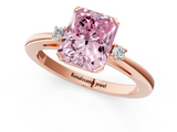 Rose gold Fancy Pink Radiant  Cut Three-Stone Solitaire Ring with Round Accent Diamonds and Four-Prong Setting_20