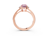 Rose gold Fancy Pink Radiant  Cut Three-Stone Solitaire Ring with Round Accent Diamonds and Four-Prong Setting_22