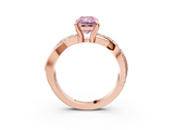 Rose gold Fancy Pink Radiant  Cut Twist Band Solitaire Diamond Ring with Pavé Setting_6