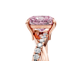 Rose gold Fancy Pink Radiant  Cut Twist Band Solitaire Diamond Ring with Pavé Setting_8