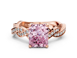 Rose gold Fancy Pink Radiant  Cut Twisted Pavé Band Solitaire Ring with Four-Prong Setting_55