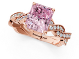Rose gold Fancy Pink Radiant  Cut Twisted Pavé Band Solitaire Ring with Four-Prong Setting_56