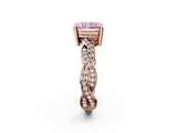 Rose gold Fancy Pink Radiant  Cut Twisted Pavé Band Solitaire Ring with Four-Prong Setting_57