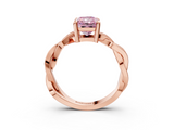 Rose gold Fancy Pink Radiant  Cut Twisted Pavé Band Solitaire Ring with Four-Prong Setting_58