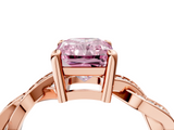 Rose gold Fancy Pink Radiant  Cut Twisted Pavé Band Solitaire Ring with Four-Prong Setting_59