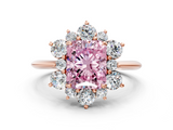 Rose gold Fancy Pink Radiant  Diamond Cluster Halo Ring with Solitaire Band and Four-Prong Setting_20