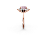 Rose gold Fancy Pink Radiant  Diamond Cluster Halo Ring with Solitaire Band and Four-Prong Setting_22